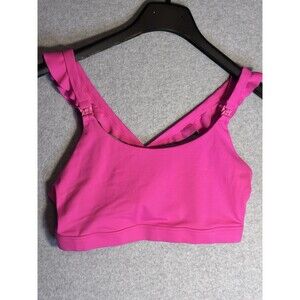Sweat & Milk Breastfeeding Sports Bra Sz L Madison Dragon Fruit Hot Pink Ruffle